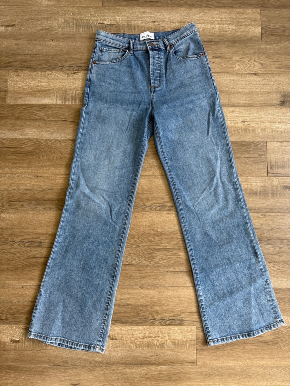 High-Rise Light Blue Flare Jeans by DUER